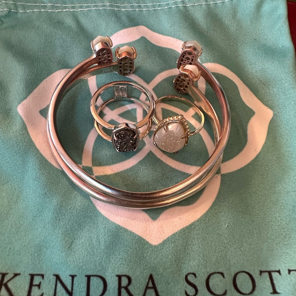 Kendra Scott Silver and Black Ring Set